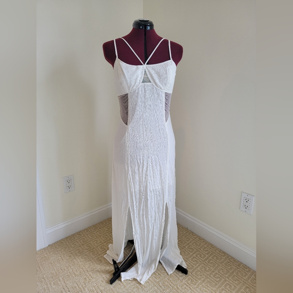 BCBG Generation Mesh Cutout White Dress, Size 8